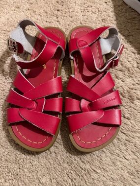 Solemates Kids Red Leather Strappy Sandals with Buckle